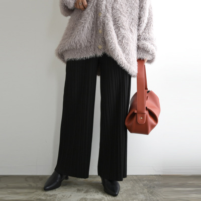 セルフカット裏起毛プリーツパンツ M 【メール便対応可