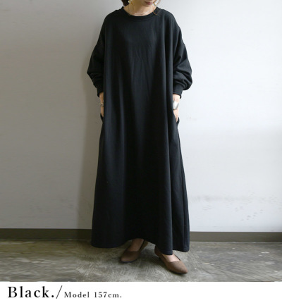 裏起毛ゆったりマキシワンピース M L 【メール便対応不可