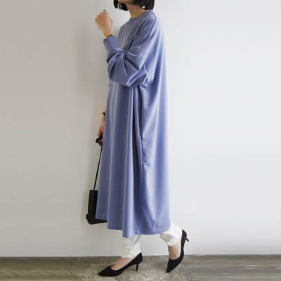 梨地ワイドシルエットワンピース M L 【メール便対応不可