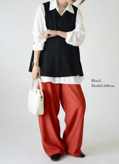 専用　　エラ　ベスト 梨地ペプラムプルオーバーベスト M L 【メール便対応可