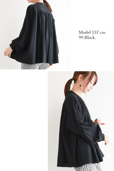 ネルギャザーボリュームブラウス M-L 【メール便対応可