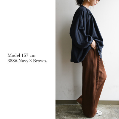 ネルギャザーボリュームブラウス M-L 【メール便対応可