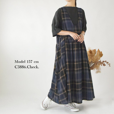ネルノースリーブワンピース M-L 【メール便対応不可
