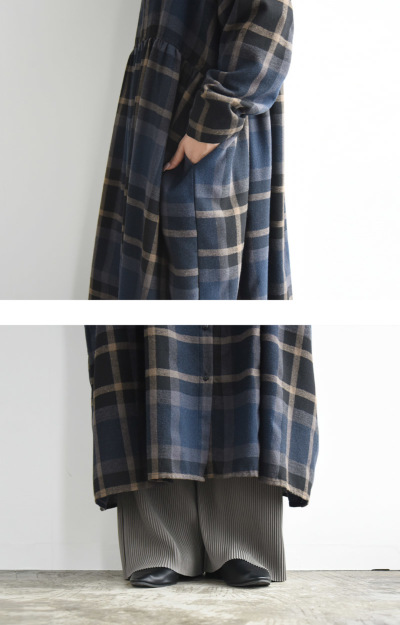 切替ワイドネルシャツワンピース M-L 【メール便対応不可