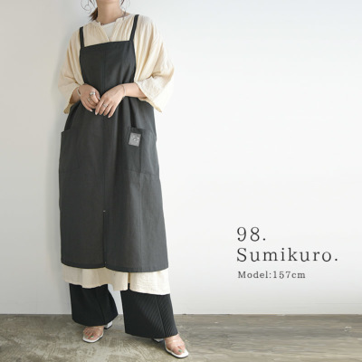 コットンリネンかぶりエプロン M-L 【メール便対応可