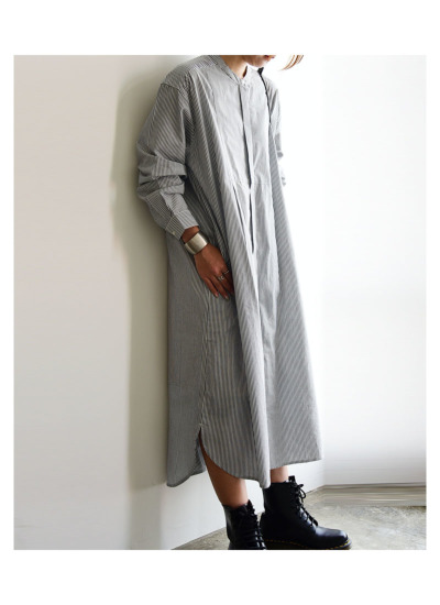 eLLa ワンピース ポプリンラウンドヘムシャツワンピース M-L 【メール便対応不可