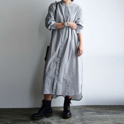 [美品]ワンピース ポプリンラウンドヘムシャツワンピース M-L 【メール便対応不可