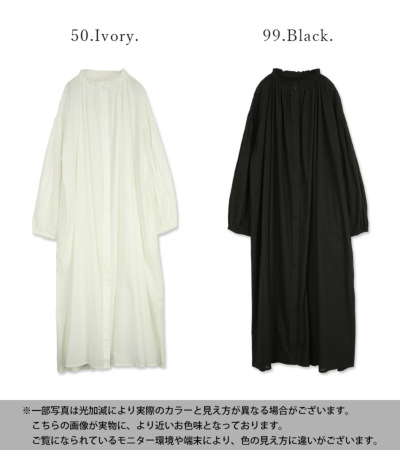 ちび衿フリルヨークギャザーワンピース キャンブリック衿フリルギャザーワンピース M-L 【メール便対応