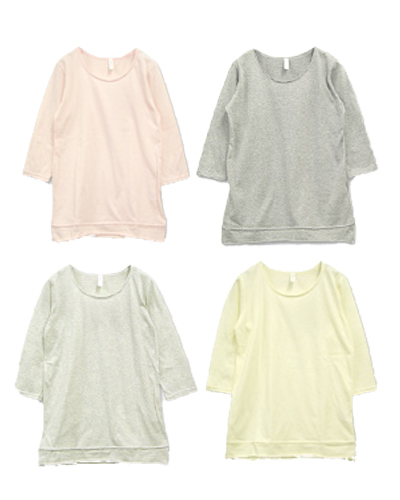 シンプルカラー7分袖ロングカットソー M L LL 【メール便対応可