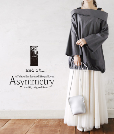 ニット セーター asymmetric off-shoulder pull(アシンメトリーオフショルダープルオーバー) レディース アシンメトリーオフショルニットトップス（ニット/セーター