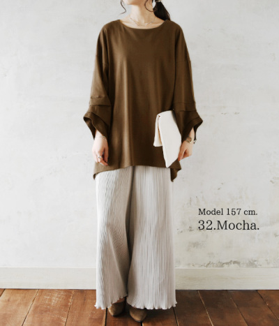 綿100％ コットン100％【and it_】コットン袖タックスリット