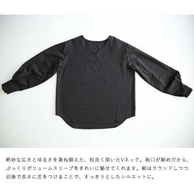 L】ノルディックジョーゼット Vネックプルオーバーブラウス