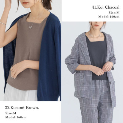 日本製]凄く透けない大人カワイイスクエアネックタンクトップ F