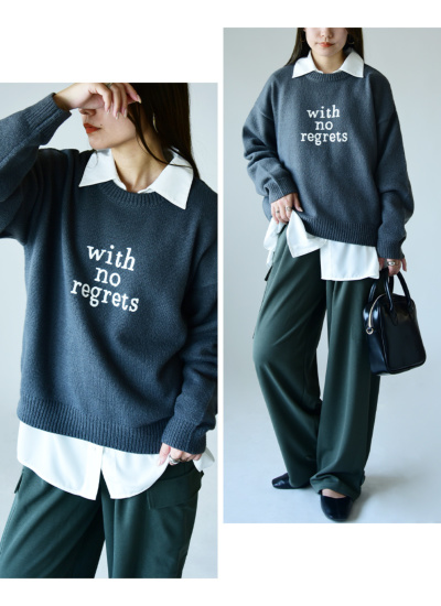 贈り物 ロゴ刺繍ニットプルオーバー M-L 【メール便対応不可 メンズウェア
