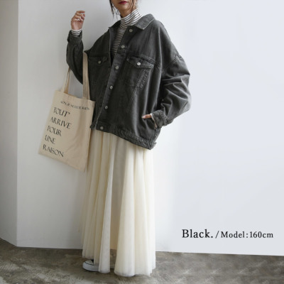 ビッグシルエットデニムジャケット ビッグシルエットシンチバックデザインデニムジャケット MONO