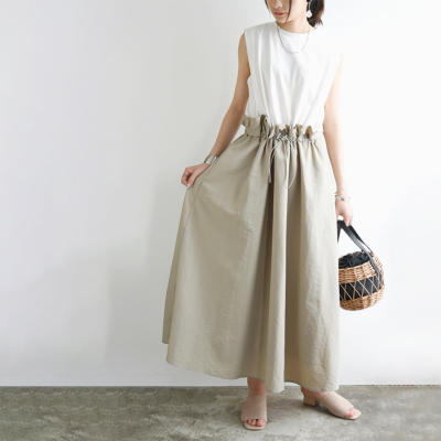 異素材ドッキングロングワンピース M 【メール便対応可