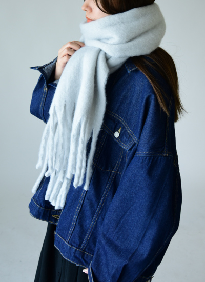 AcneCanada　Newフリンジ付バージンウールマフラ－ Acne Studios◇フリンジ オーバーサイズ ウールマフラー☆200x70