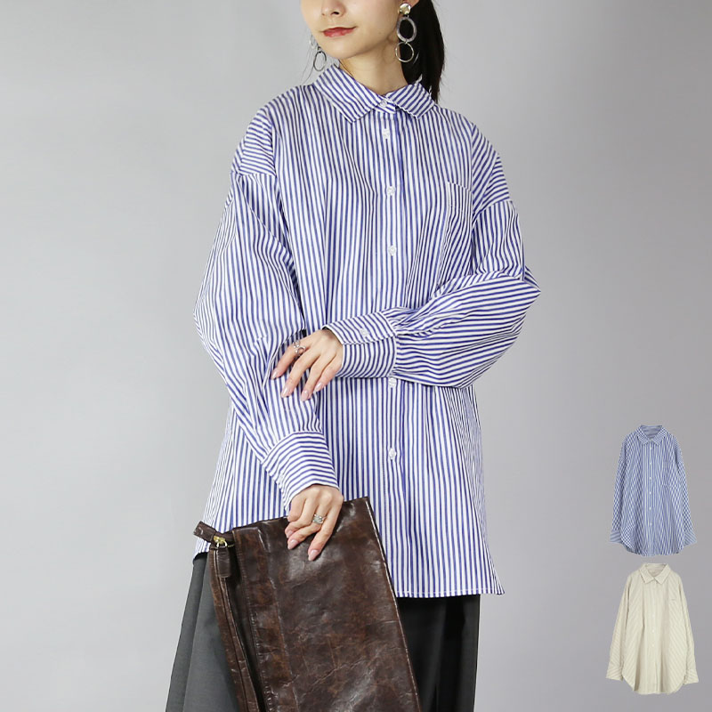 [小さいサイズ]ビックシルエットストライプシャツ(セットアップ対応) Maison de CINQ｜[小さいサイズ]ビックシルエットストライプ