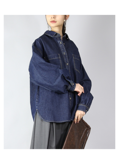 美品 2022SS 23区DENIM ライトオンスデニムシャツ 38 インディゴ 美品 23区 DENIM 2022SS ライトオンス デニム シャツ 38サイズ