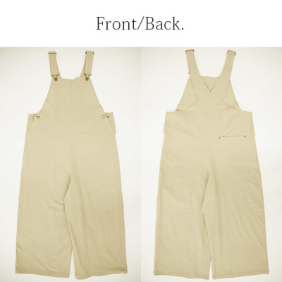 サロペット レディース ワッシャー加工コットンサロペット