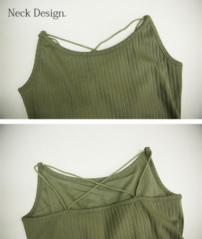 カップ付きバッククロスリブキャミソール 【メール便対応可