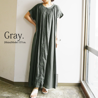 ワンピース 夏 レディース コットンボイルギャザーウエスト