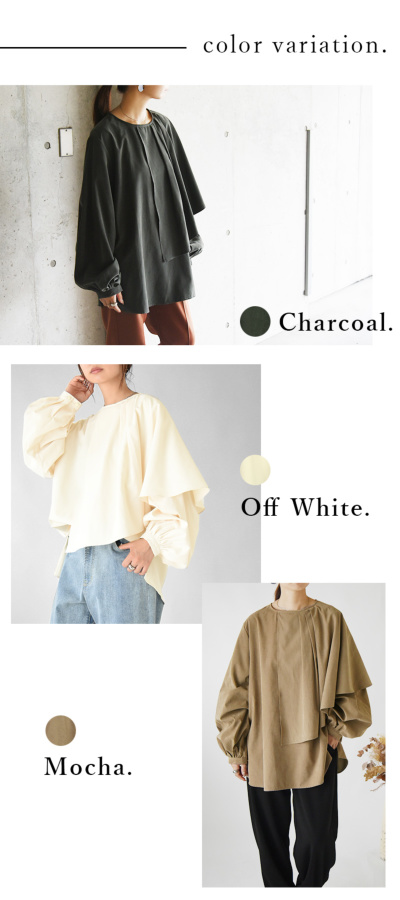 アシンメトリーケープカラーエステルピーチブラウス M L