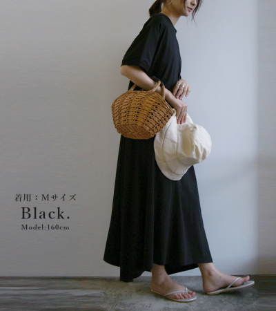 汗じみ防止カットソーワンピース M L 【メール便対応可