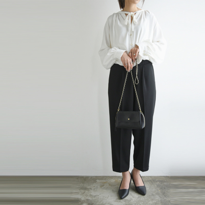 防汚加工リボンブラウス M-L 【メール便対応可】 レディース and