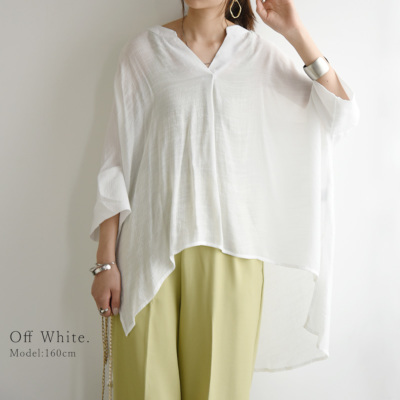 接触冷感スラブバックロングシャツ M-L 【メール便対応可