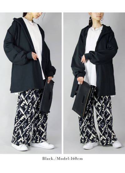 UVカット&ドライタッチ接触冷感ロングパーカートップス M-L
