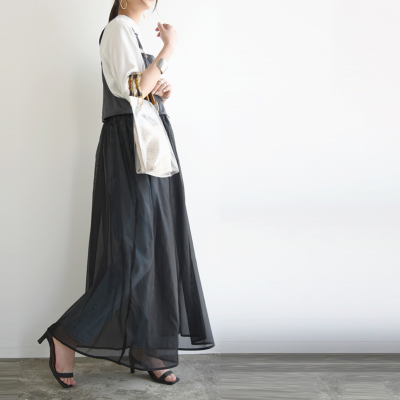 スタイルブロック STYLEBLOCK タフタ×オーガンジーマルチWAYサロペットワンピース （エクリュ） スタイルブロック STYLEBLOCK タフタ×オーガンジーマルチWAY