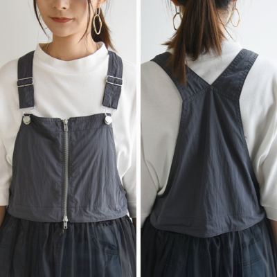 お値下げ！philme サロペット　ワンピース タフタ×オーガンジーマルチ2wayサロペットワンピース M 【メール