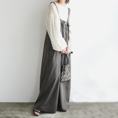 シャークスキンフロントジップサロペット M 【メール便対応不可