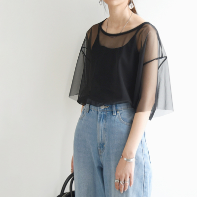 重ねチュール袖Tシャツ[30151129]＆Noel 重ねチュール袖Tシャツ[30151129]&Noel | アンドノエル(And Noel