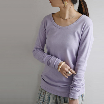 透けにくいスムースコットンロングカットソー M L LL 【メール便