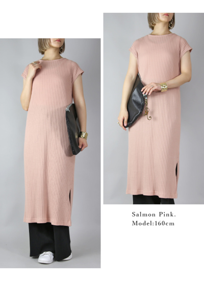 お財布にやさしいワイドリブノースリワンピース M L 【メール便